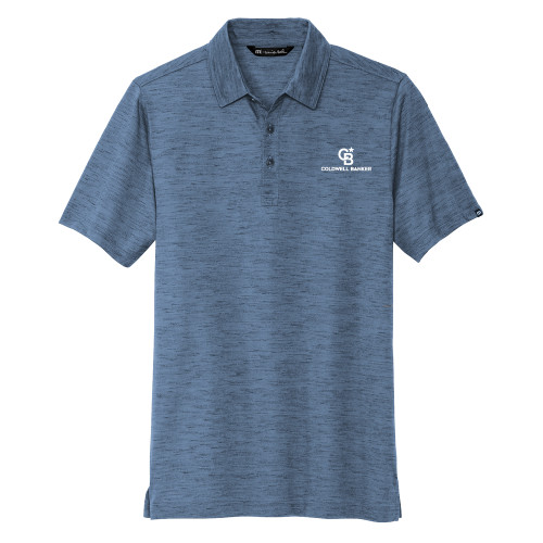 TravisMathew Riviera Blue Auckland Slub Polo-Monogram Vertical Single
