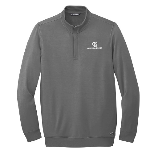 TravisMathew Grey Newport 1/4 Zip Fleece-Monogram Vertical Single