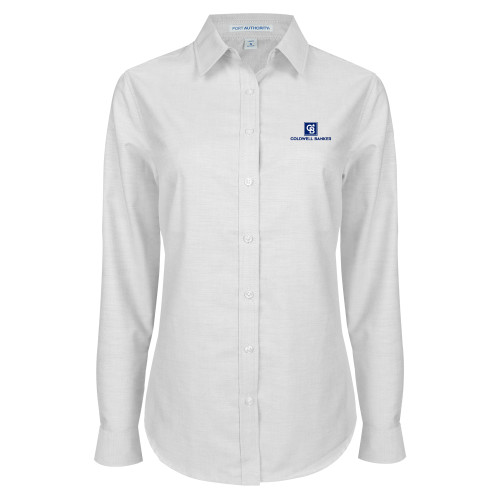 Womens White Oxford Shirt-Framed Vertical Single