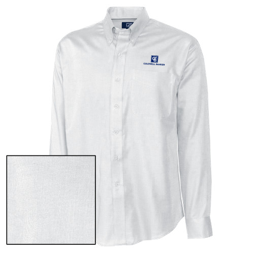 Cutter & Buck Nailshead Long Sleeve Button Down White-Framed Vertical Single