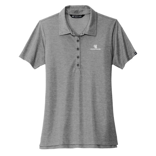 TravisMathew Womens Grey Heather Oceanside Polo-Monogram Vertical Single