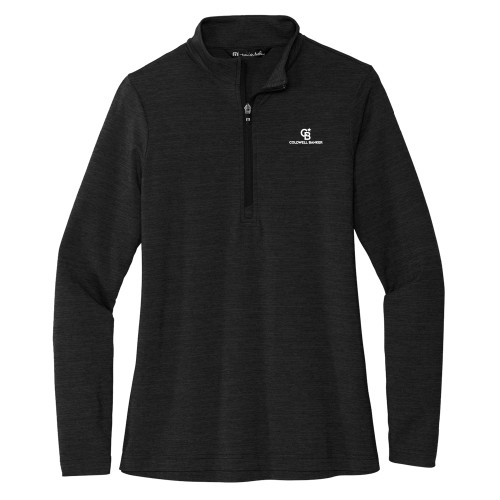 TravisMathew Womens Black Crestview 1/4 Zip-Monogram Vertical Single