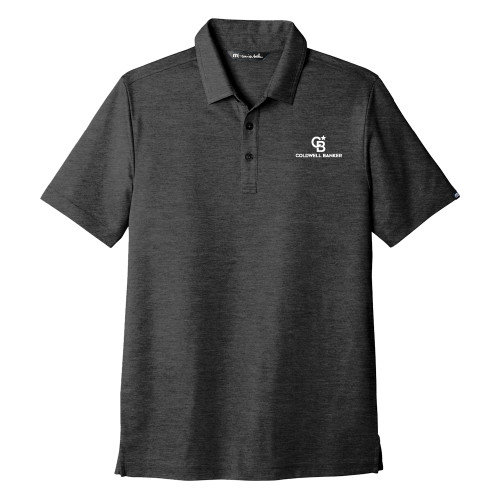 TravisMathew Black Oceanside Heather Polo-Monogram Vertical Single