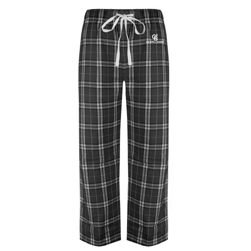 Black/Grey Flannel Pajama Pant-Monogram Vertical Single
