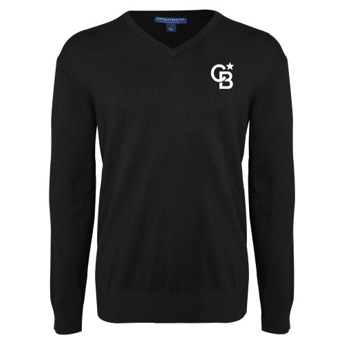 Black VNeck Sweater-Monogram Icon