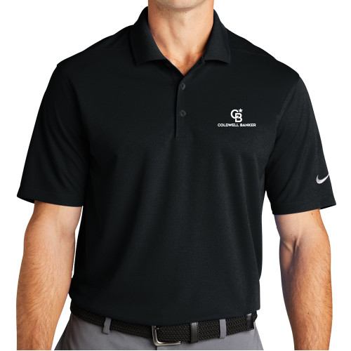 Nike Black Dri Fit Micro Pique 2.0 Polo-Monogram Vertical Single