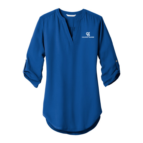 Womens Royal 3/4 Sleeve Tunic Blouse-Monogram Vertical Single