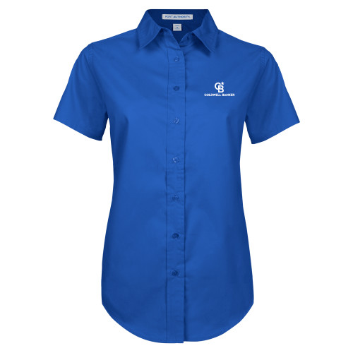 Womens Royal Twill Button Up Short Sleeve -Monogram Vertical Single