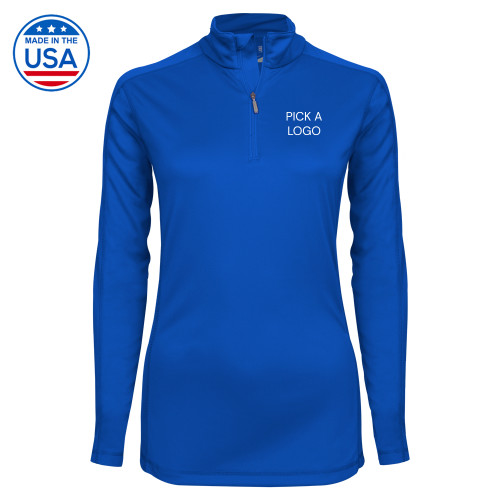Syntrel Womens Royal Interlock 1/4 Zip-My Company Logo