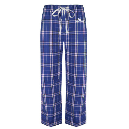 Royal/White Flannel Pajama Pant-Monogram Vertical Single