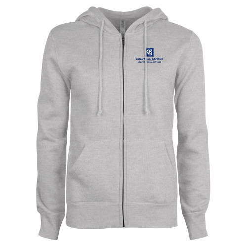 ENZA Womens Grey Fleece Full Zip Hoodie-Realty Referral Network Framed Logo
