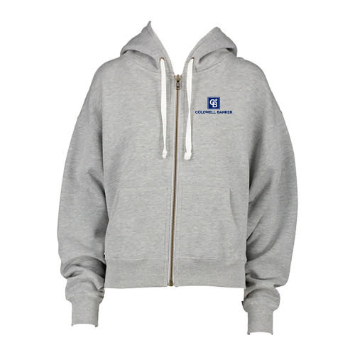 ENZA Womens Grey Boxy Full Zip Hood-Framed Vertical Single