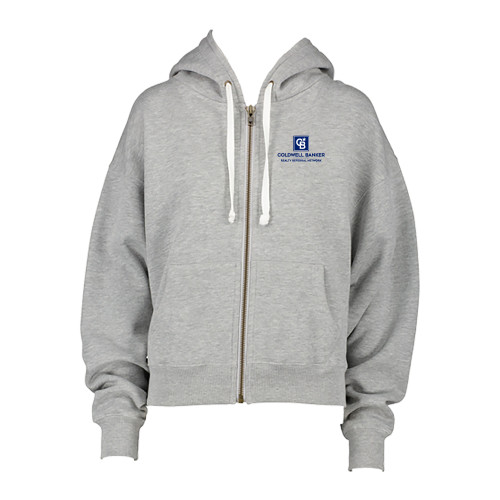 ENZA Womens Grey Boxy Full Zip Hood-Realty Referral Network Framed Logo