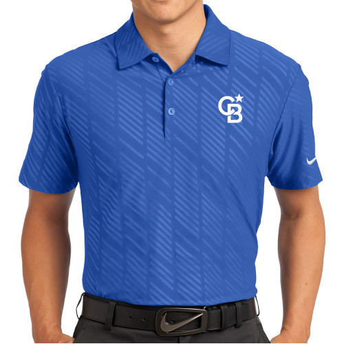 Nike Dri Fit Royal Embossed Polo-Monogram Logo Flat