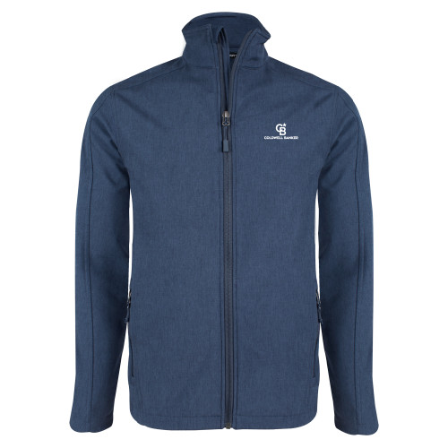 Navy Heather Softshell Jacket-Monogram Vertical Single