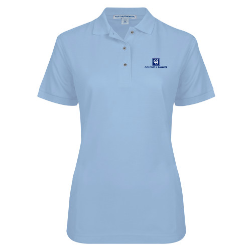 Womens Silk Touch Light Blue Pique Polo-Framed Vertical Single