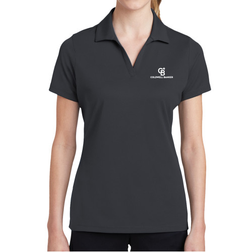 Womens Charcoal Dry Mesh Polo-Monogram Vertical Single