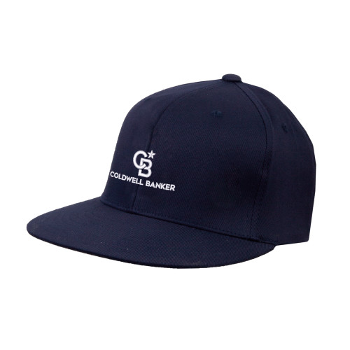 Navy Flat Bill Snapback Hat-Monogram Vertical Single
