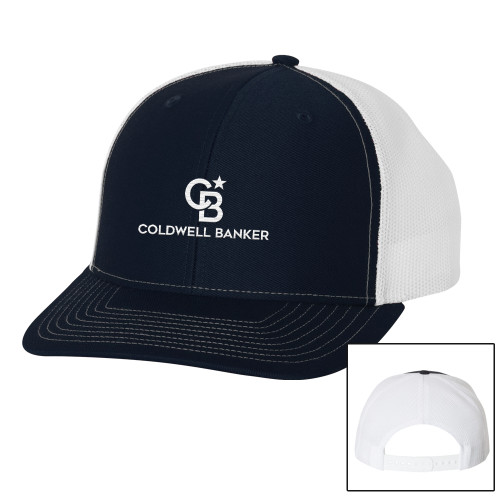 Richardson Navy/White Trucker Hat-Monogram Vertical Single