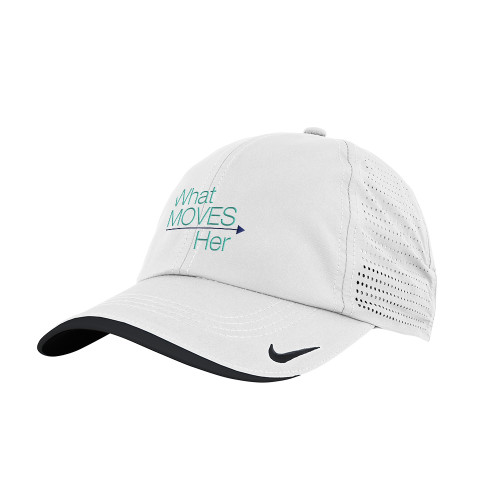 Nike White Dri Fit Perforated Hat-What Moves Her