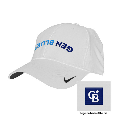 Nike White Swoosh Legacy 91 Hat-Gen Blue Upside Down Arch