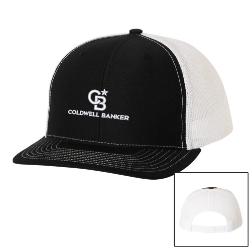 Richardson Black/White Trucker Hat-Monogram Vertical Single