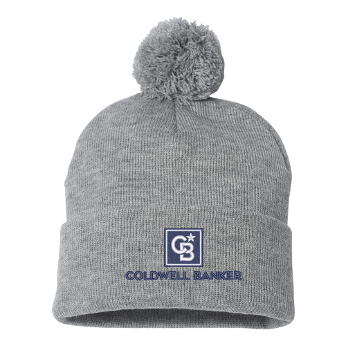 Sportsman Heather Grey Pom Pom Cuffed Beanie-Framed Vertical Single