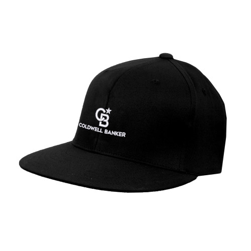Black Flat Bill Snapback Hat-Monogram Vertical Single