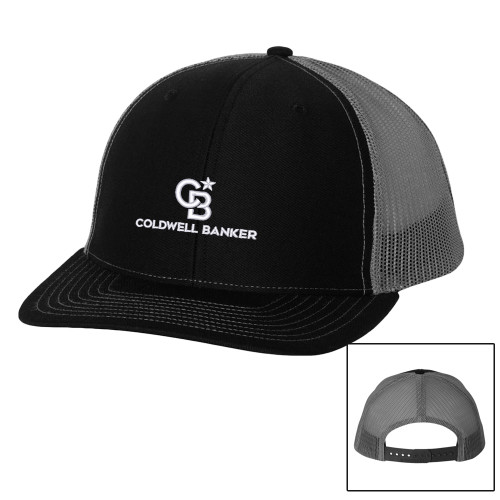 Richardson Black/Charcoal Trucker Hat-Monogram Vertical Single