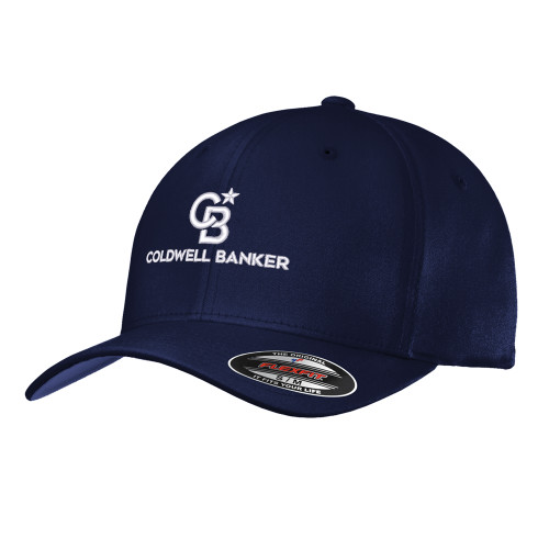 Navy Flexfit Structured Low Profile Hat-Monogram Vertical Single