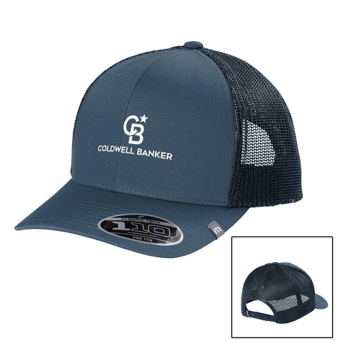 TravisMathew Navy Trucker Cap-Monogram Vertical Single