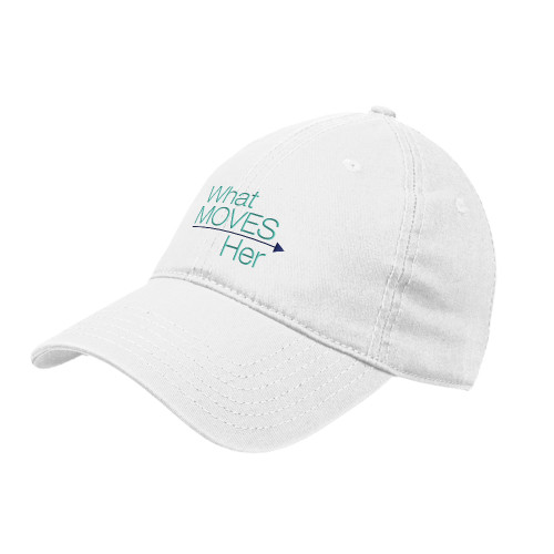 White Unstructured Adjustable Low Profile Hat-What Moves Her