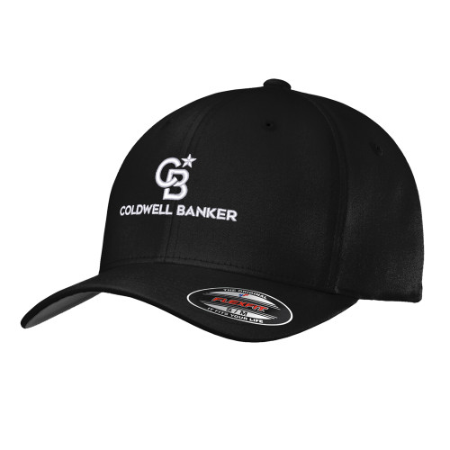 Black Flexfit Structured Low Profile Hat-Monogram Vertical Single