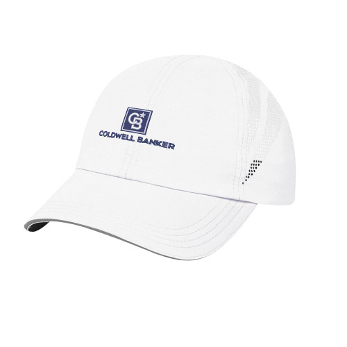 Womens White Performance Cap-Framed Vertical Single