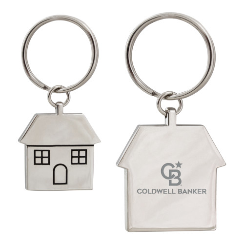 Silver House Key Holder-Monogram Stacked Single Engraved