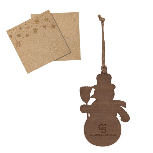 Wood Snowman Ornament-Monogram Stacked Single Engraved