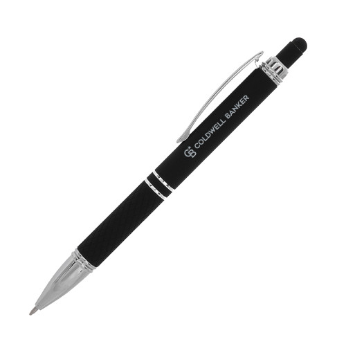 Quilted Black Stylus Pen-Monogram Horizontal Single Engraved