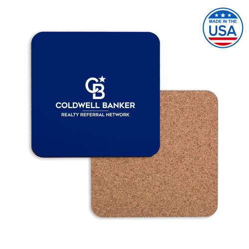 Hardboard Coaster w/Cork Backing-Realty Referral Network Framed Vertical