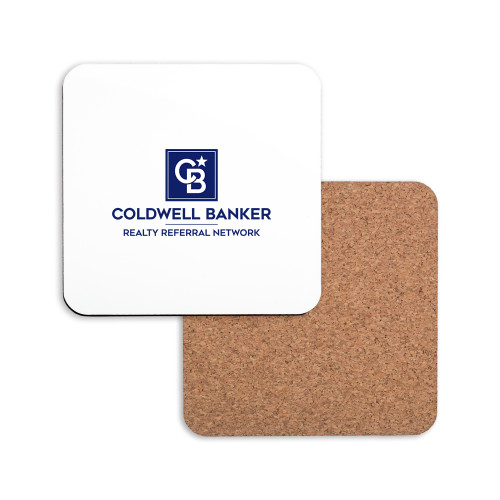 Hardboard Coaster w/Cork Backing-Realty Referral Network Framed Vertical