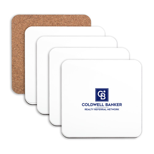 Hardboard Coaster w/Cork Backing 4/set-Realty Referral Network Framed Vertical