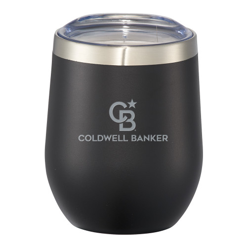 Corzo Vacuum Insulated Black Cup 12oz-Monogram Stacked Single Engraved