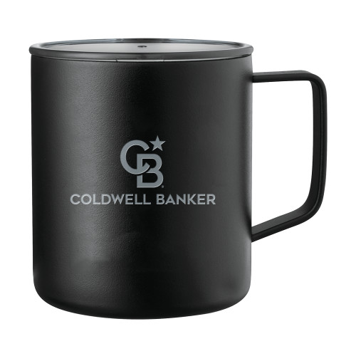 Rover Camp Vacuum Insulated Black Mug 14oz-Monogram Stacked Single Engraved
