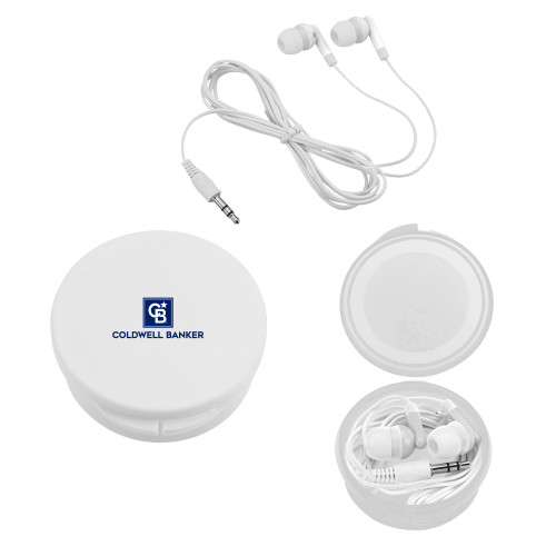 Ear Buds in White Case-Framed Vertical Single