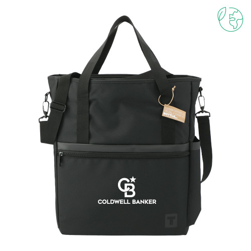 Tranzip Black Recycled Computer Tote-Monogram Vertical Single