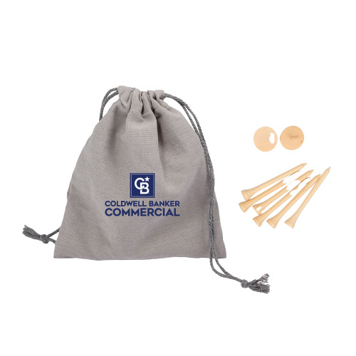 Bamboo Golf Tee Set w/ Grey Recycled Pouch-Coldwell Banker Commercial