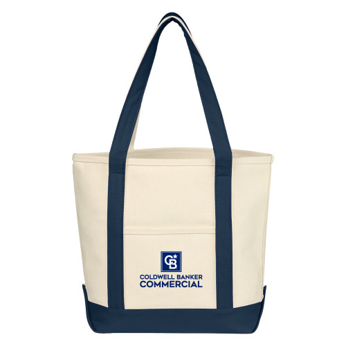 Cotton Canvas Natural/Navy Tote Bag-Coldwell Banker Commercial