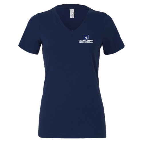 Bella + Canvas Womens Navy V Neck Cotton T Shirt-Coldwell Banker Commercial
