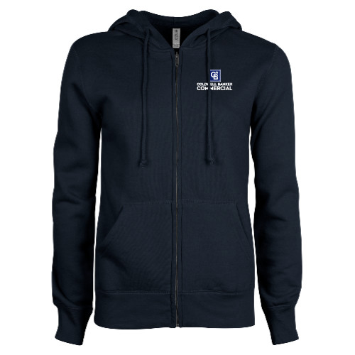 ENZA Womens Navy Fleece Full Zip Hoodie-Coldwell Banker Commercial