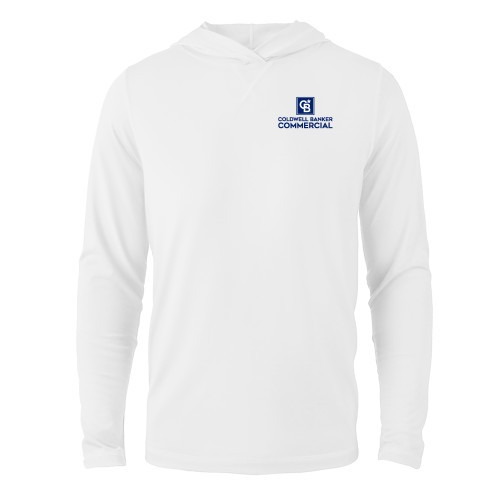 White Long Sleeve Hooded Tee-Coldwell Banker Commercial