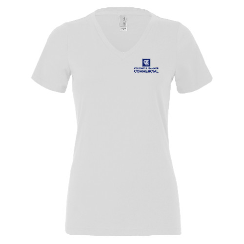 Bella + Canvas Womens White V Neck Cotton T Shirt-Coldwell Banker Commercial